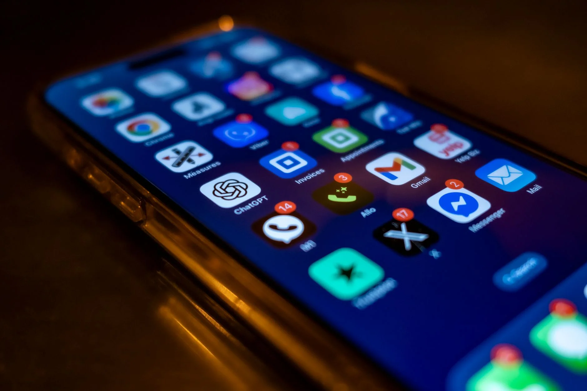 A smartphone home screen showing a grid of app icons