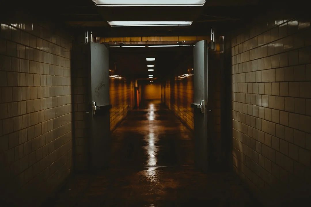 A row of server racks in a data center hallway